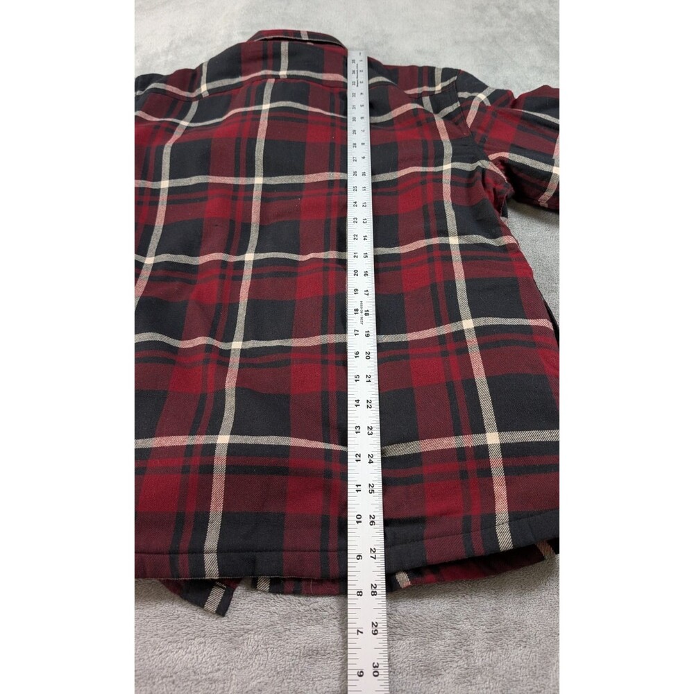 Wrangler Flannel Shirt Jacket Mens S Red Plaid Sherpa Lined Shacket Warm - Picture 9 of 9